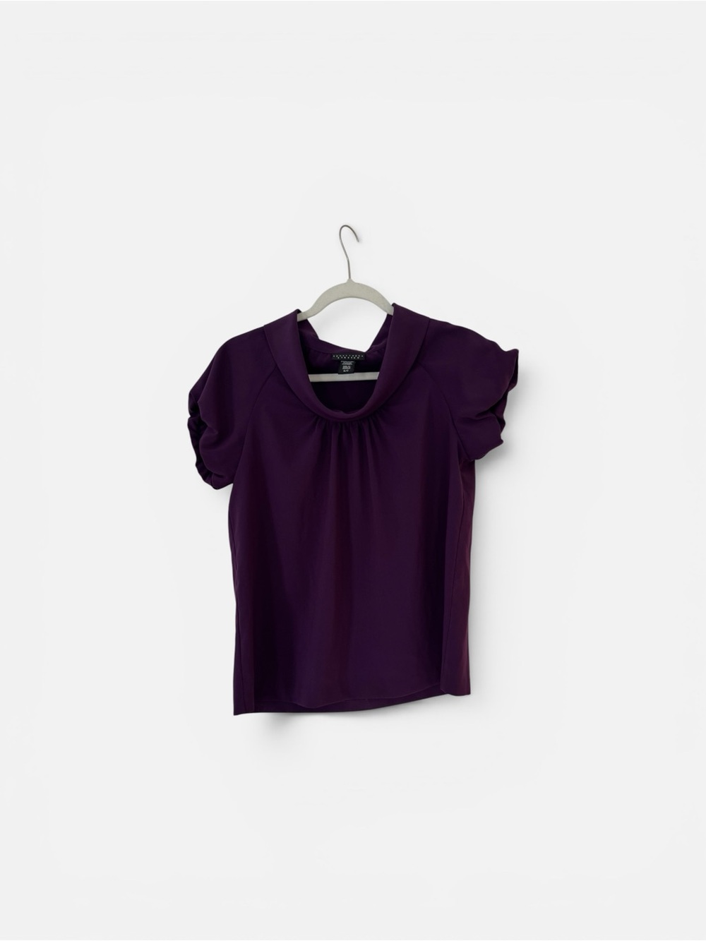 Apostrophe Plum Short Puff Sleeve Blouse